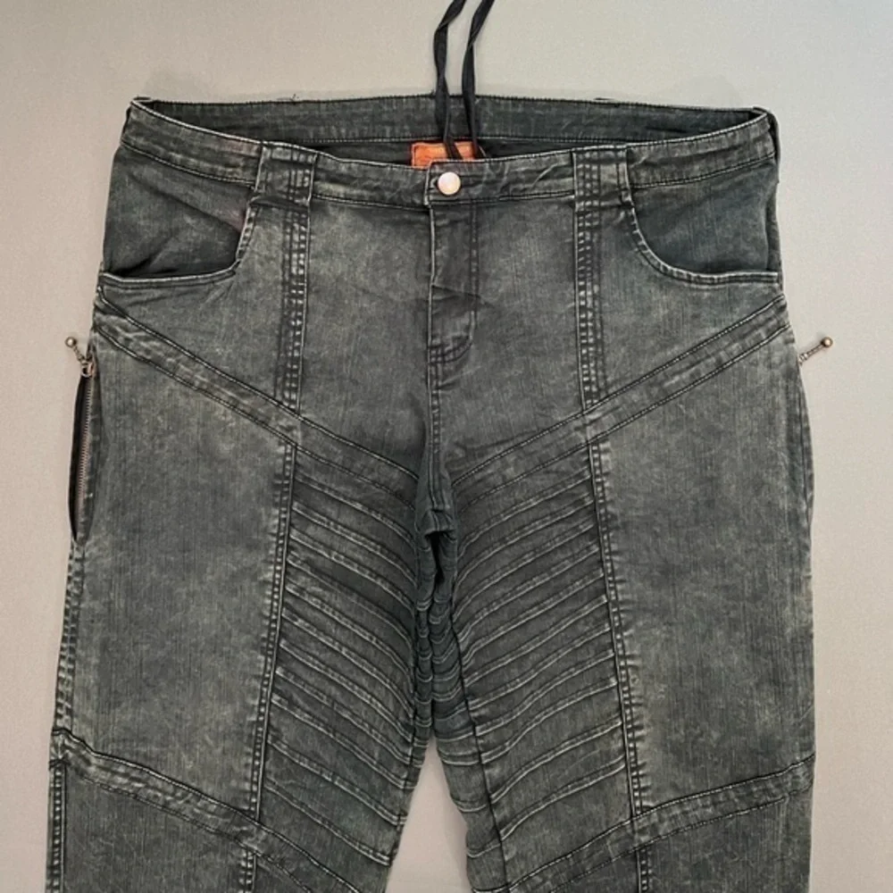 Designer Moto Stacked Denim Shorts 💨